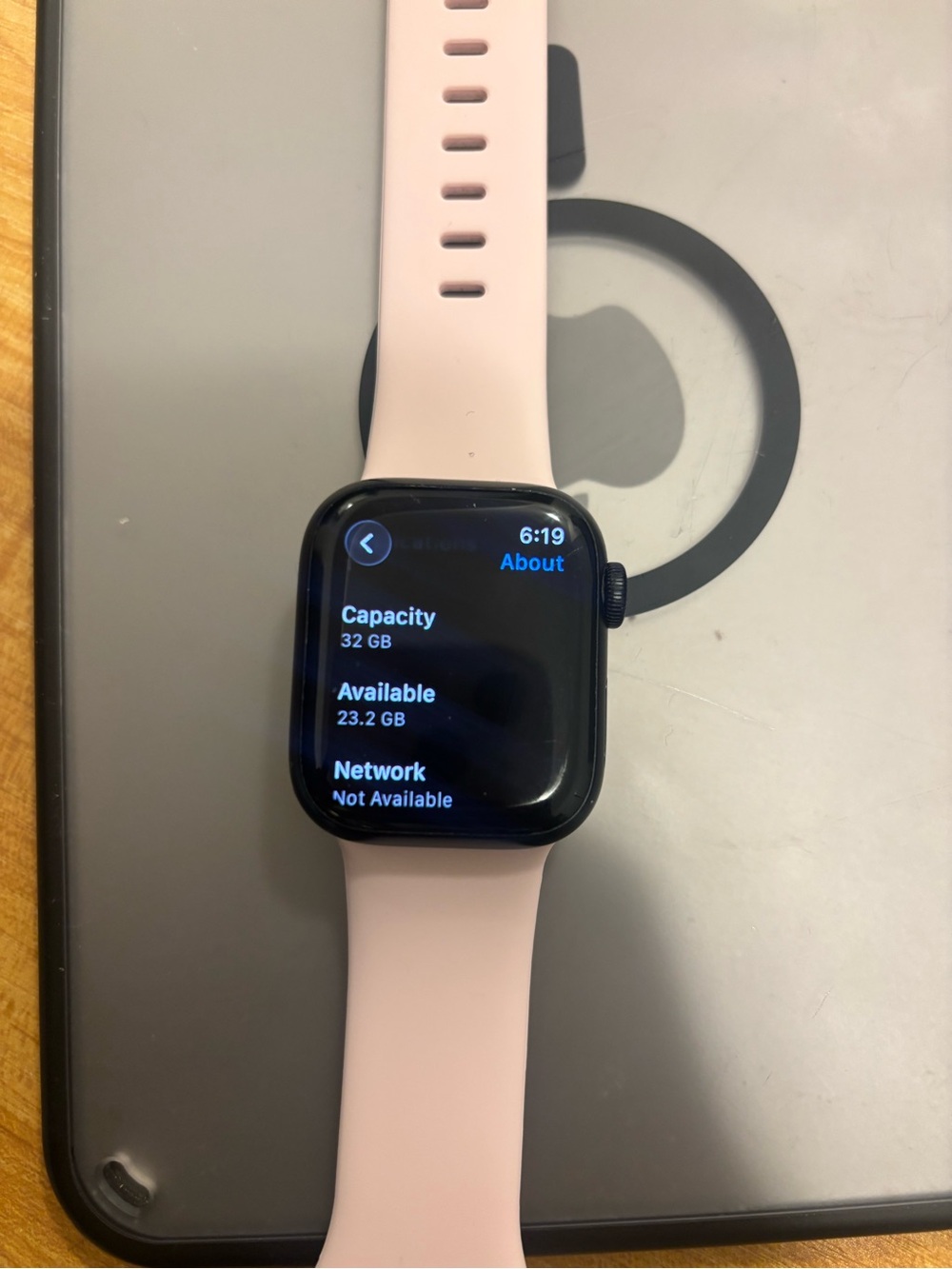 Apple Watch Series 7 with Light Pink Silicone Sport Band